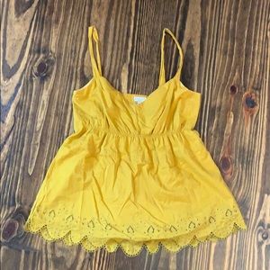 J Crew Mustard Eyelet Tank Blouse 4